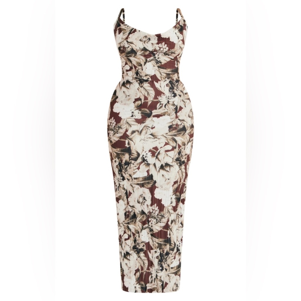 Brown Floral Printed Maxi Dress